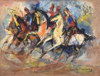 William Meyerowitz Painting, Horse Racing - Sold for $1,375 on 02-06-2021 (Lot 221).jpg